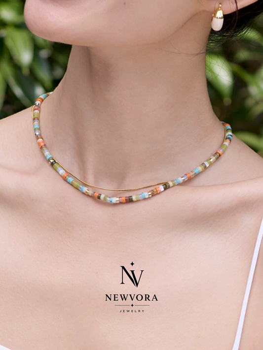 Rainbow Drift Beaded Necklace