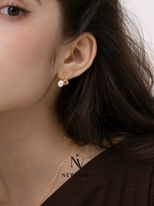 Cherry Cream Playful Stud Earrings
