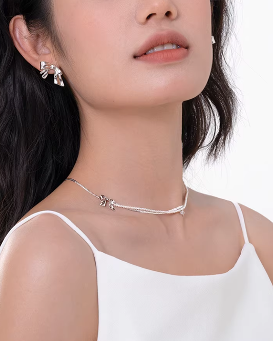 Soft Aura Bow Charm Necklace