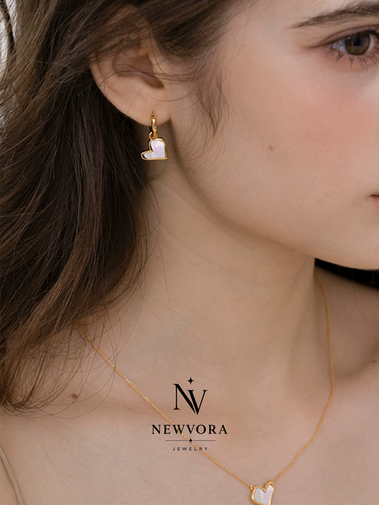 Cream Heart Dual-Wear Earrings