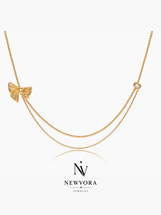 Luxe Ribbon Layered Bow Necklace