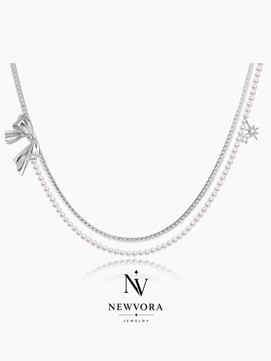 Soft Aura Bow Charm Necklace