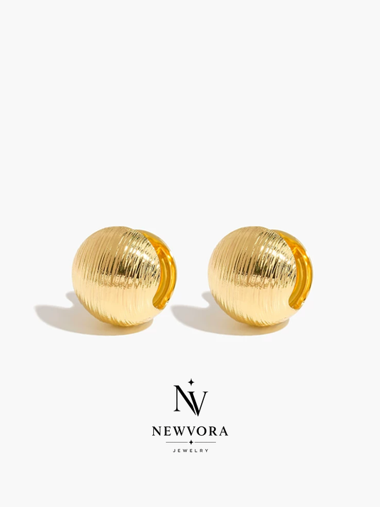 Brushed Sphere Clip Earrings