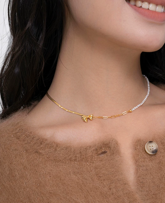 Silk Whisper Bow Necklace