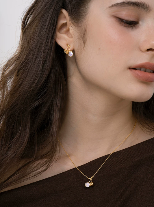 Cherry Cream Playful Stud Earrings