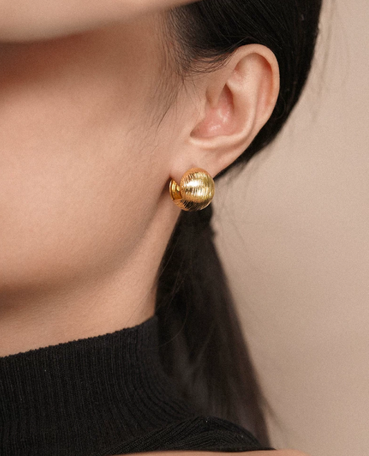 Brushed Sphere Clip Earrings