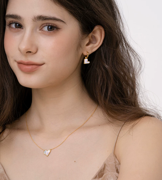 Cream Heart Dual-Wear Earrings